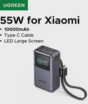 UGREEN 55W Powerbank 10000mAh met Type-C Kabel - Draagbaar Snel Laden
