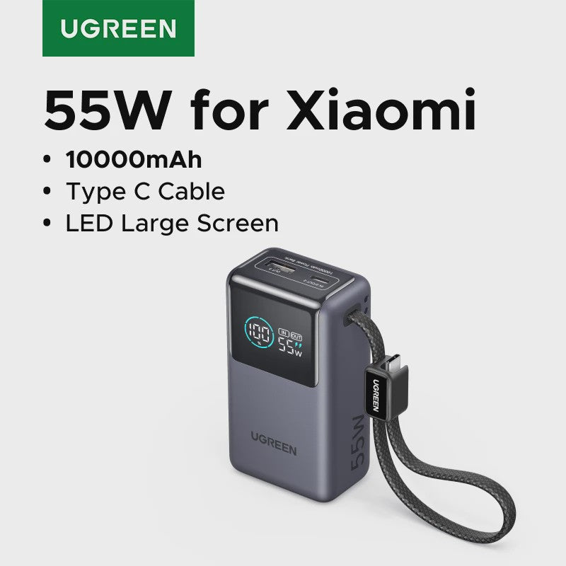 UGREEN 55W Powerbank 10000mAh met Type-C Kabel - Draagbaar Snel Laden