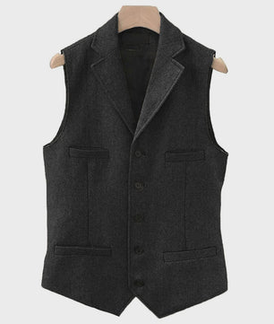 Herentrui Gilet Wol Tweed Visgraat Bruin - Klassiek Gilet voor Bruiloft & Feest