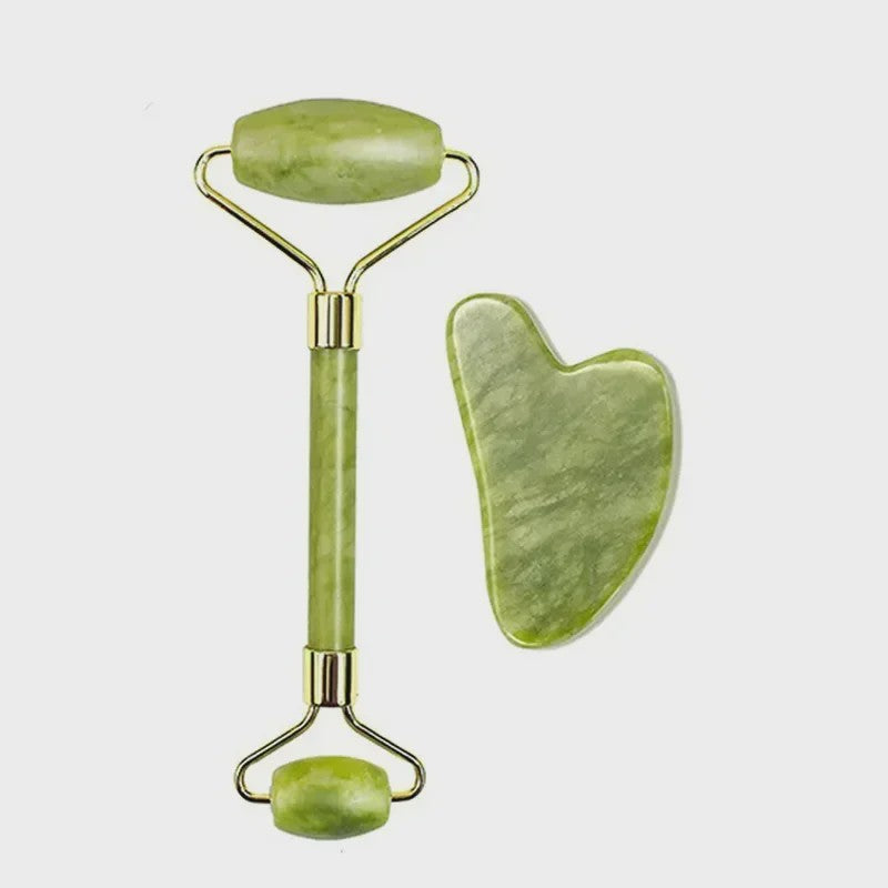 Natuurlijke Jade Roller & Gua Sha Set - Gezichts- en Lichaamsmassage voor Ontspanning en Lifting