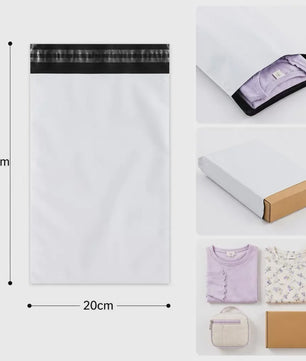 50x Witte Verzendzakken - Sterk Polyethyleen, Zelfklevend, Waterdicht - Ideaal voor Post en Koeriers
