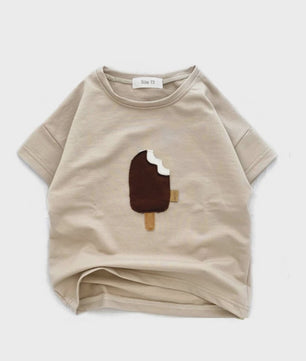 Zomer T-shirt met IJspje Print voor Baby's en Peuters - Katoen, Korte Mouw