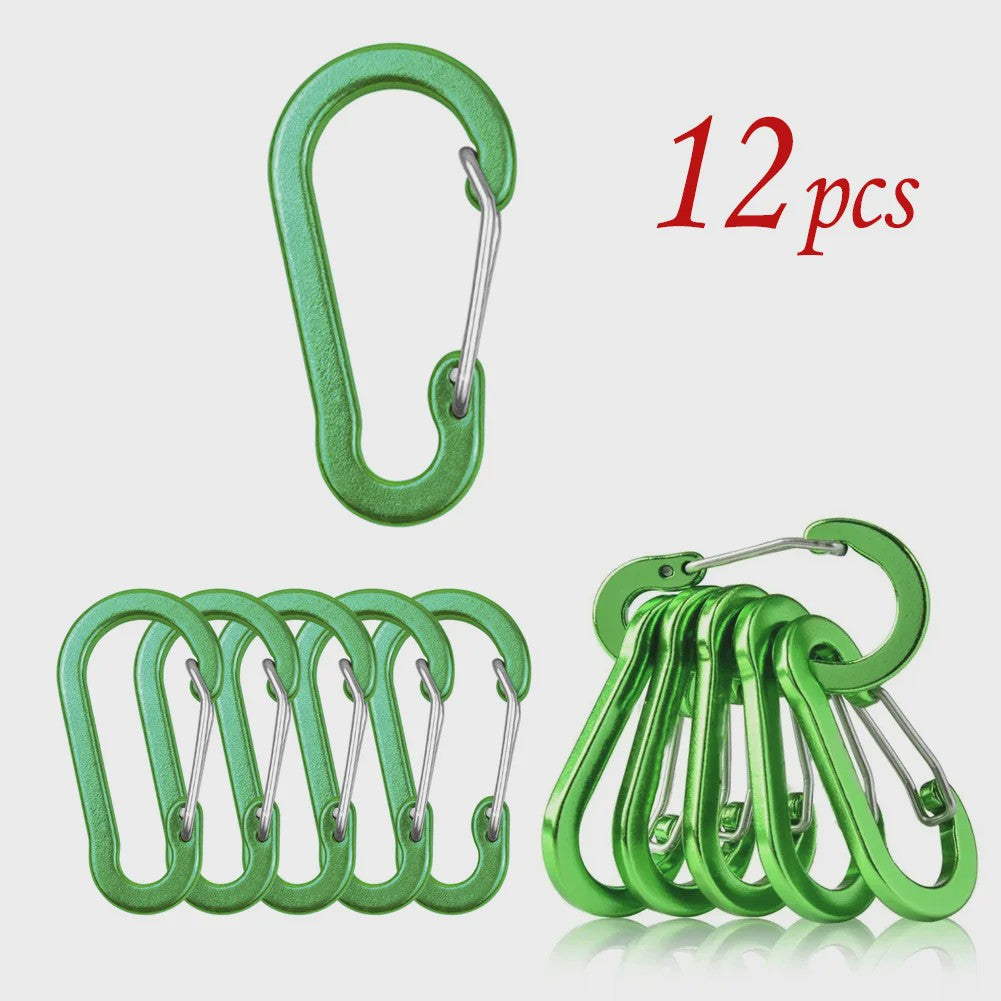 Aluminium Karabijnhaak Clips - Set van 1/6/12 stuks - Sleutelhanger, Outdoor, Camping, Wandelen