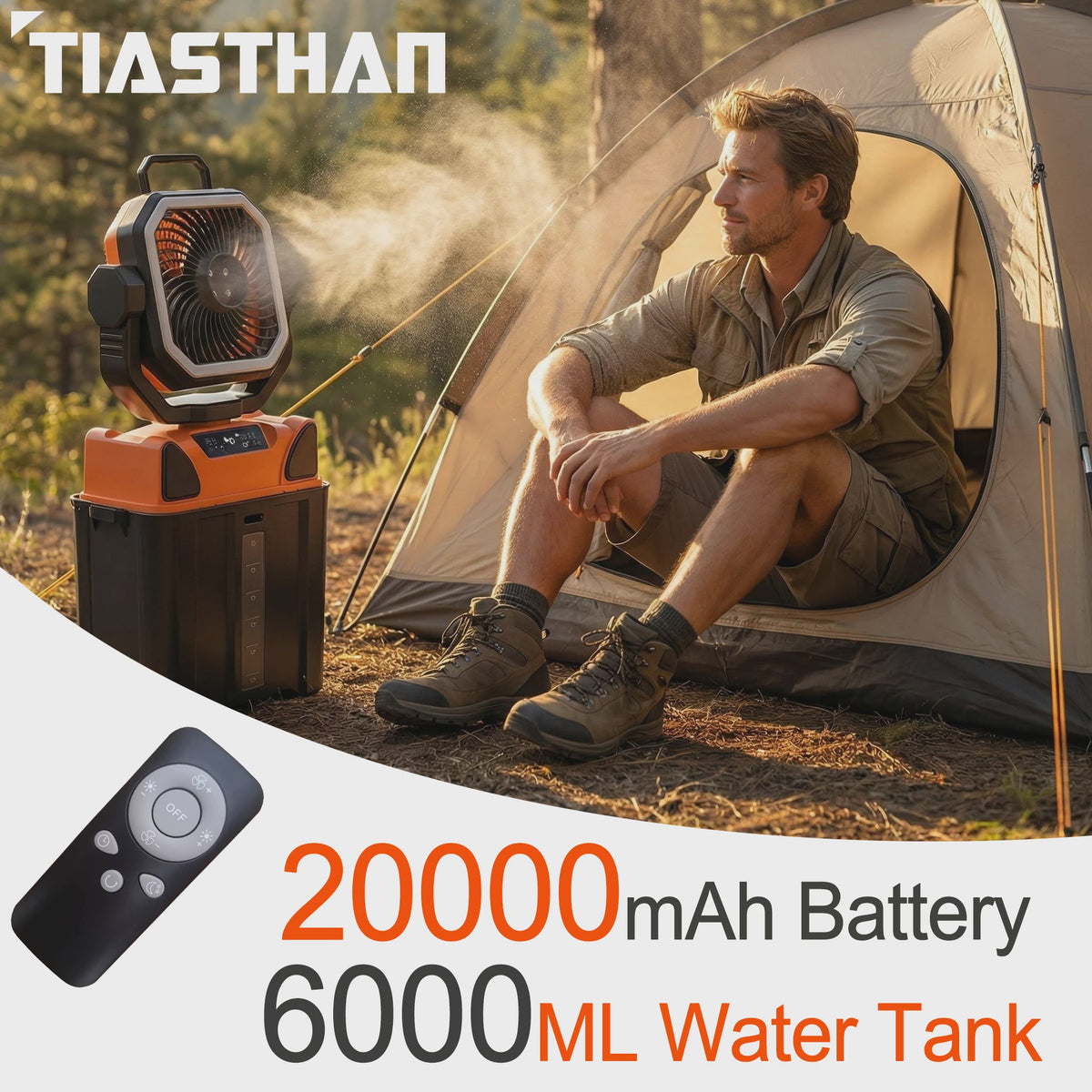 Oplaadbare Camping Ventilator met LED Licht & Afstandsbediening - 100 Uur Runtime
