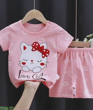 Schattige Kinder T-shirt & Short Set - 100% Katoen met Leuke Cartoon Prints