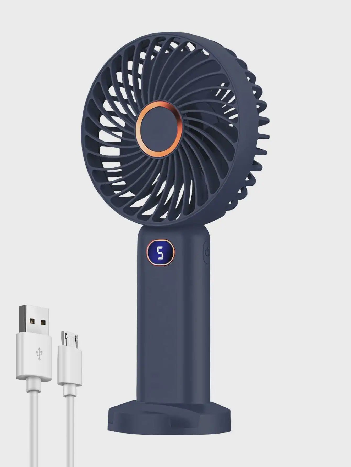 Draagbare Handventilator met Digitale Display en 5 Snelheden, USB Oplaadbaar