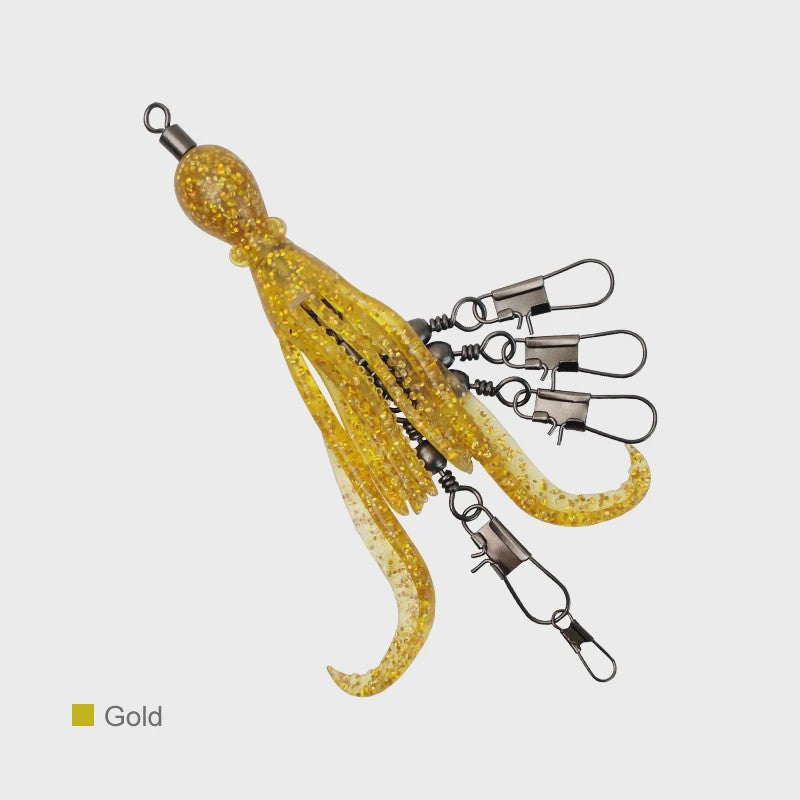 Set van 2 Siliconen Octopus Vishaas Connectoren met Swivels en Haken