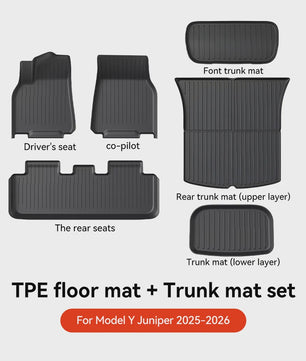 YZ TPE Vloermatten en Kofferbakmat Set voor Tesla Model Y Juniper (2025-2026) - Waterdicht & Antislip