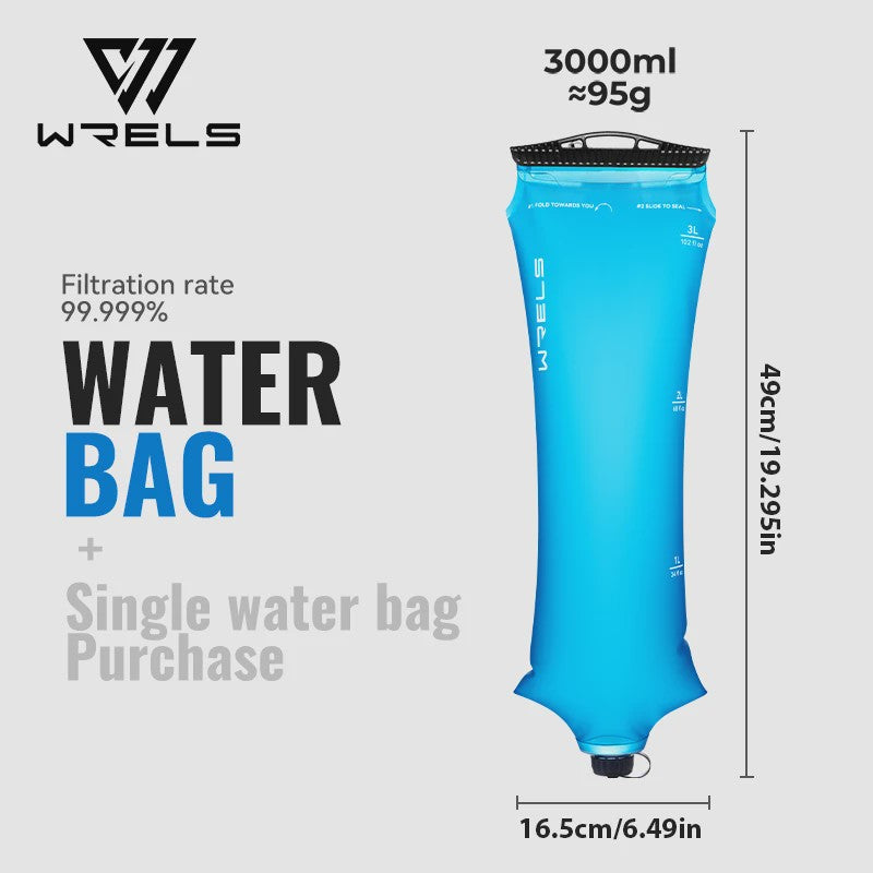 WRELS Opvouwbare Waterfilter Zak - Outdoor Waterzuivering, BPA-Vrij, Ideaal voor Survival