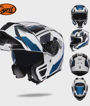 Cyril Motorcross Flip-Up Helm - Volledig Gelaatsmasker met Breed Helder Vizier & DOT Keurmerk
