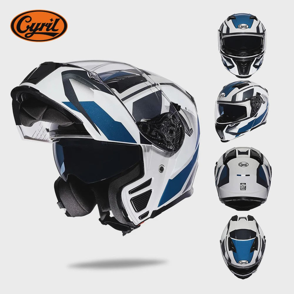Cyril Motorcross Flip-Up Helm - Volledig Gelaatsmasker met Breed Helder Vizier & DOT Keurmerk