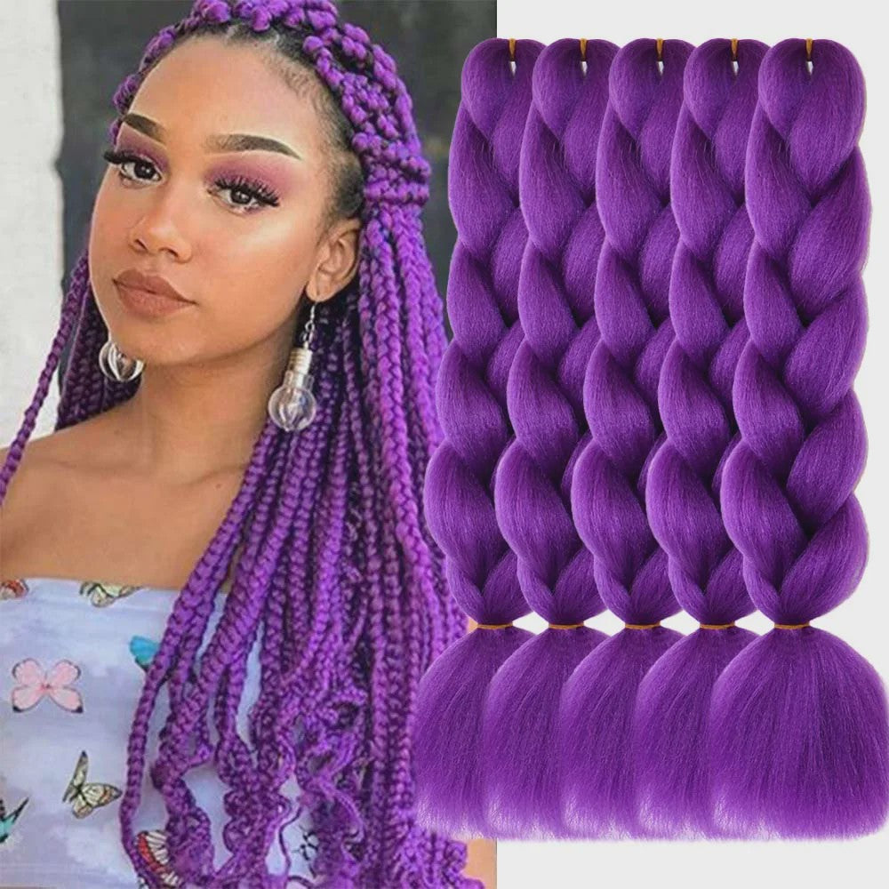 5x Jumbo Braiding Hair Extensions - 24 Inch Synthetisch Vlecht Haar - Pre-stretched Yaki