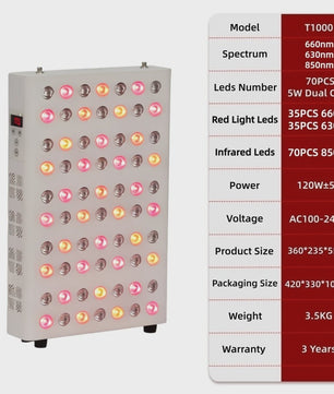 Professioneel Rood & Near Infrared LED Therapie Paneel - 630nm/660nm/850nm Dual Chip