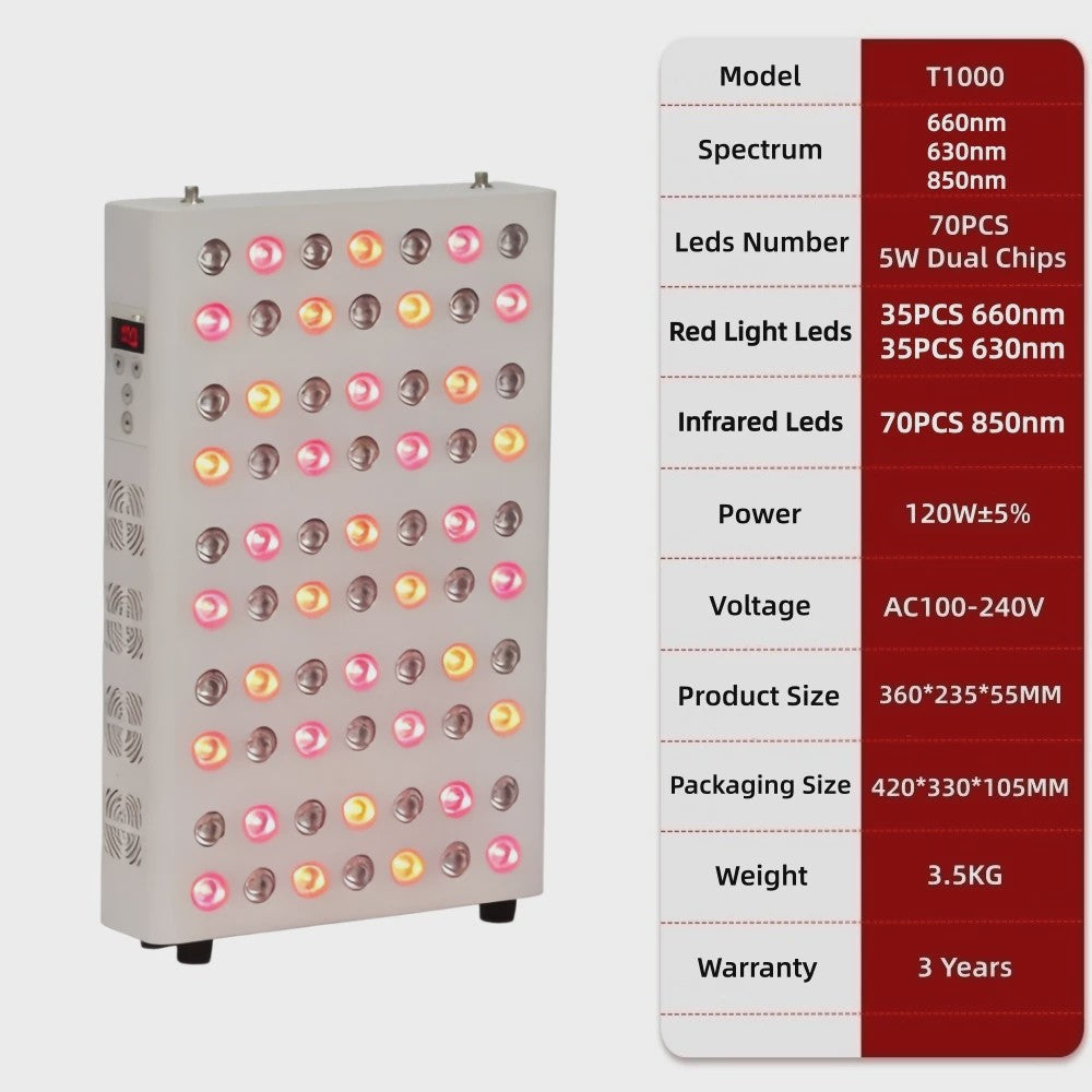 Professioneel Rood & Near Infrared LED Therapie Paneel - 630nm/660nm/850nm Dual Chip