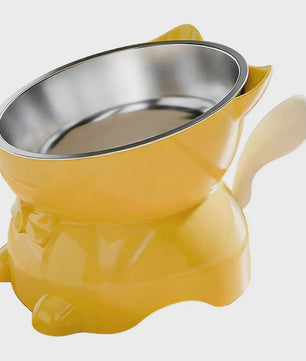 Verhoogde RVS Kattenbak met Schuin Design - Nekbescherming & Schattige Oren