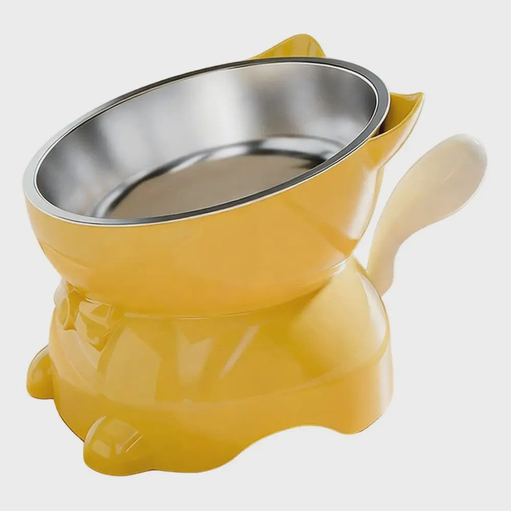 Verhoogde RVS Kattenbak met Schuin Design - Nekbescherming & Schattige Oren