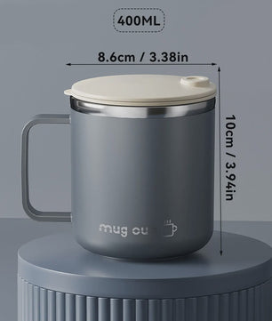 Geïsoleerde Koffiemok met Deksel - 400ML Dubbelwandig RVS Drinkbeker