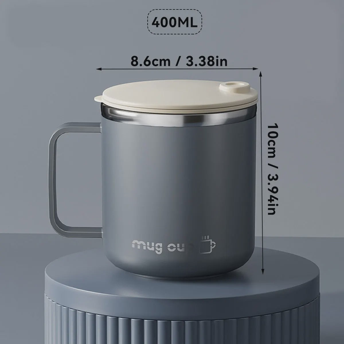 Geïsoleerde Koffiemok met Deksel - 400ML Dubbelwandig RVS Drinkbeker