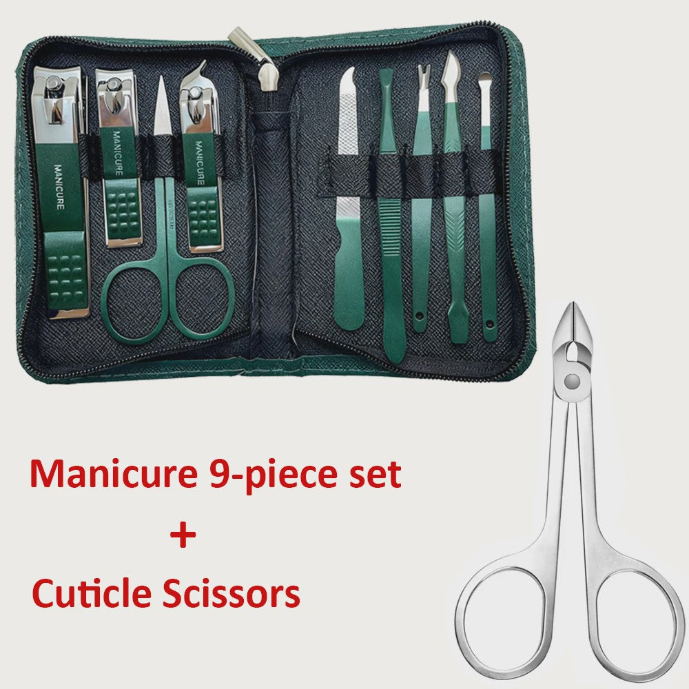 Professionele Manicure & Pedicure Set (9 Delig) - Roestvrij Staal met Reis Etui