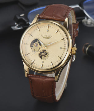 LONGLUX Heren Automatisch Skeleton Horloge - Elegant, Waterdicht & Romeinse Cijfers