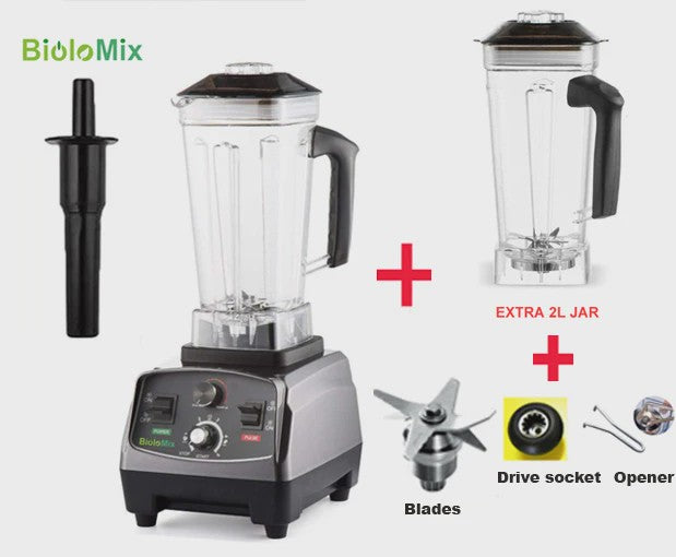 BioloMix 2200W Krachtige Blender met Timer & 2L BPA-vrije Kan - Heavy Duty Mixer