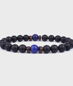 Natuursteen Armband Heren Dames - Lava & Hout Kralen 8mm