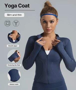 Dames Fitness Jack | Sneldrogend & Zonwerend | Lange Mouwen | Standkraag | Yoga & Sport