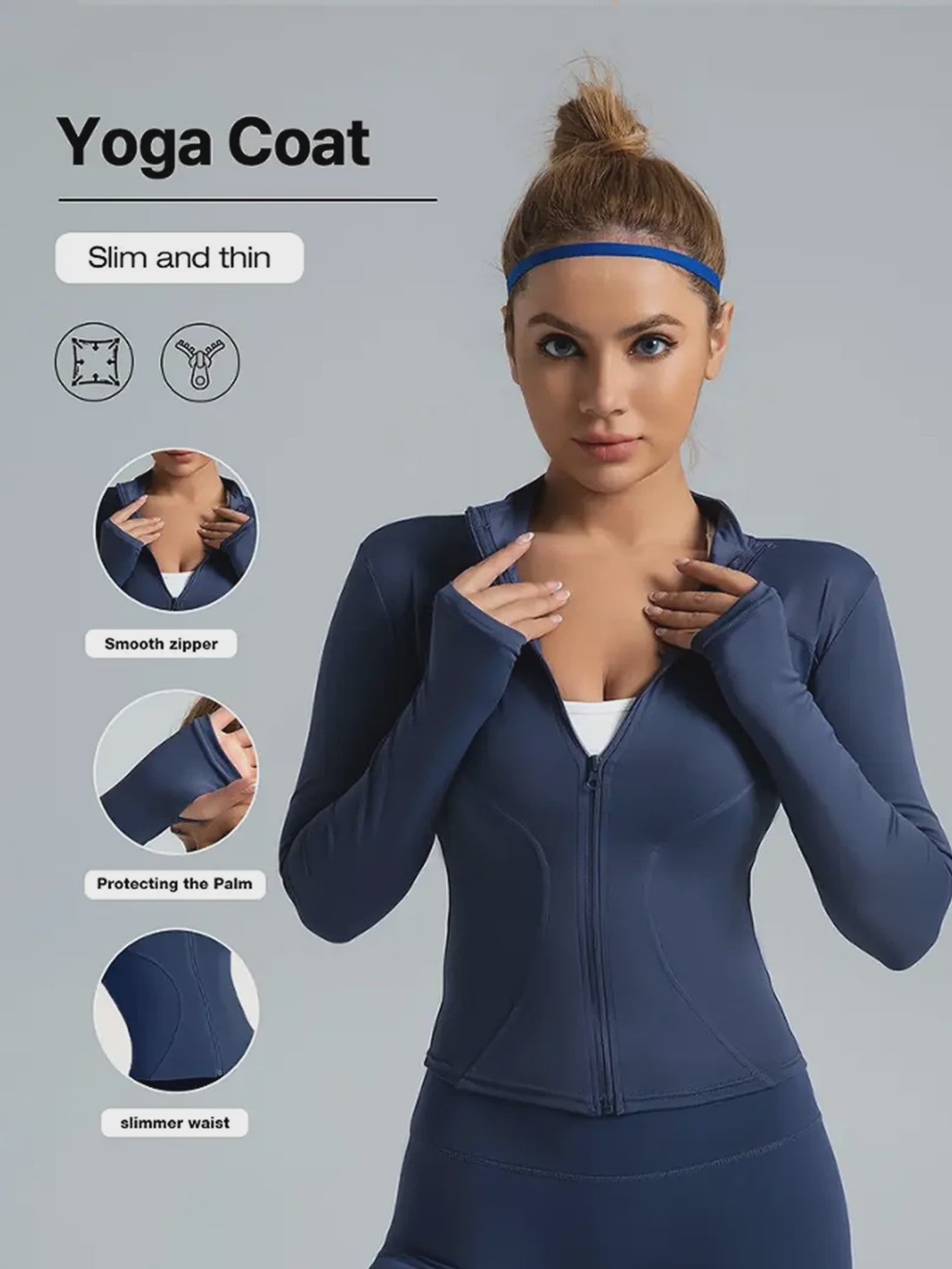 Dames Fitness Jack | Sneldrogend & Zonwerend | Lange Mouwen | Standkraag | Yoga & Sport