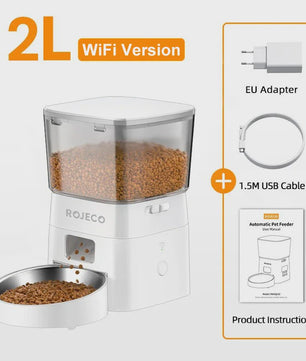 ROJECO Automatische Hond & Kat Voerbak met WIFI Bediening - 2L Capaciteit