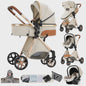 Magic ZC Premium 3-in-1 Baby Reiswieg & Kinderwagen Set - Luxe Beige, Compact, Inclusief Autostoel & Draagmand, Geschikt Vanaf Geboorte