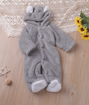 Schattige Baby Romper met Berenoren - Winter Jumpsuit voor Jongens & Meisjes