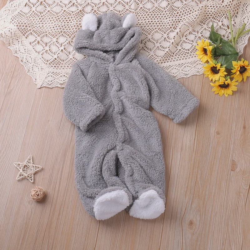 Schattige Baby Romper met Berenoren - Winter Jumpsuit voor Jongens & Meisjes