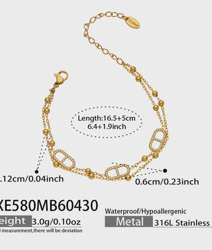 Dainty Gelaagde Sieraden Set: 18k Goudkleurig Roestvrij Staal Collier & Armband met Zirkonia