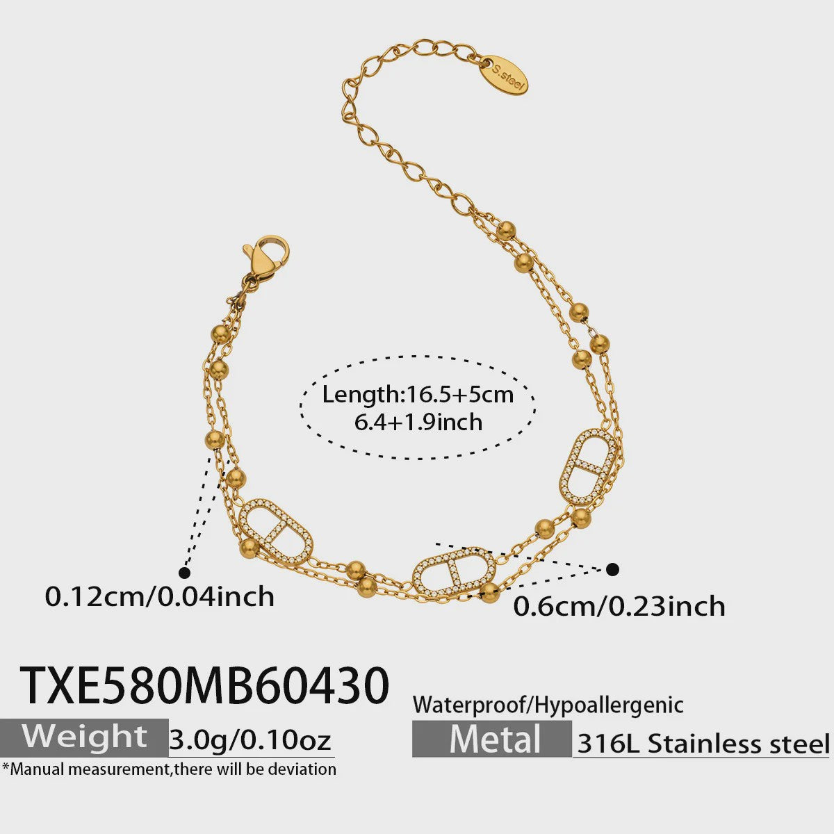 Dainty Gelaagde Sieraden Set: 18k Goudkleurig Roestvrij Staal Collier & Armband met Zirkonia
