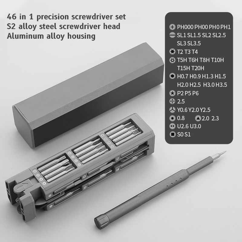 Multifunctionele Precisie Schroevendraaier Set 46-in-1 voor Telefoon, Laptop & Elektronica Reparatie