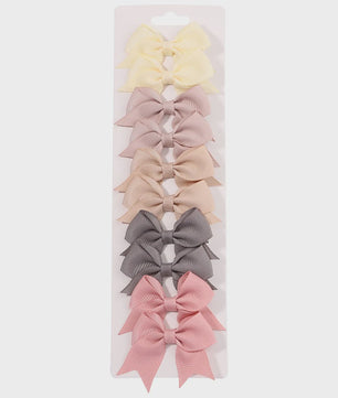 Set van 10 Handgemaakte Strikjes Haarclips voor Baby Meisjes - Lint Strikjes Haaraccessoires