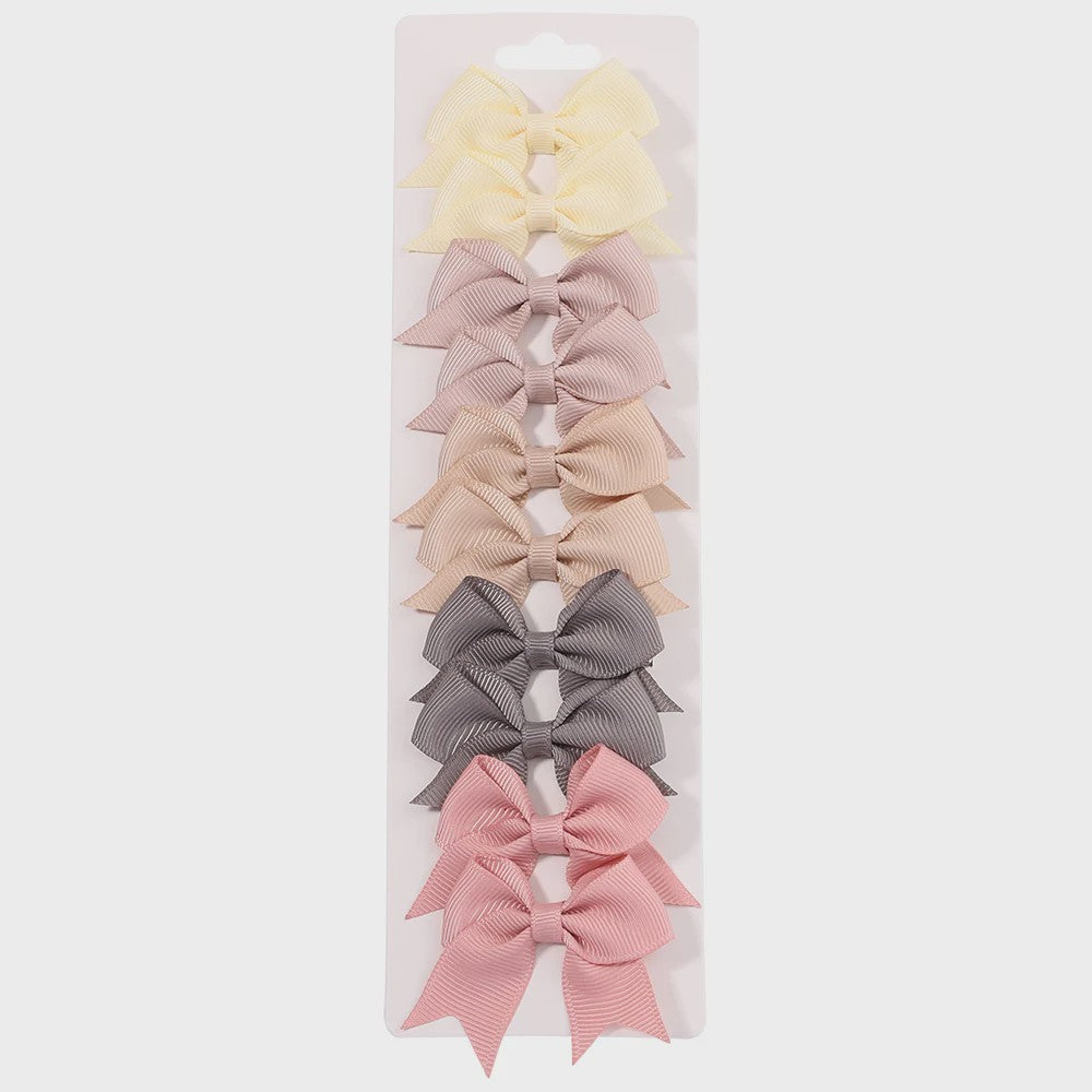 Set van 10 Handgemaakte Strikjes Haarclips voor Baby Meisjes - Lint Strikjes Haaraccessoires
