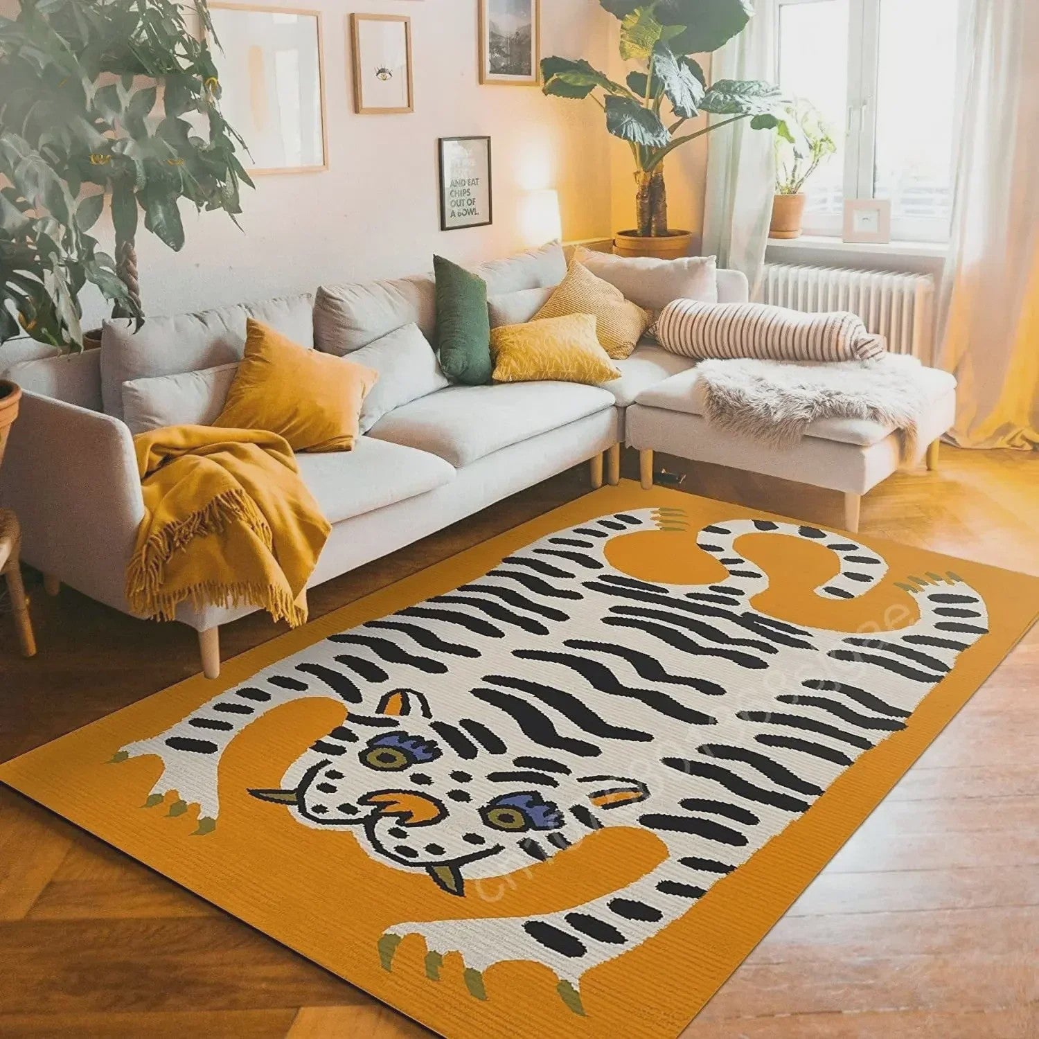 Bohemian Tibetaanse Tijger Vloerkleed - Antislip Decoratief Kleed voor Woonkamer & Slaapkamer