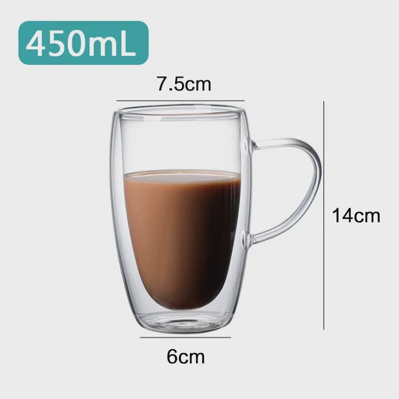 Dubbelwandige Glazen Mokken - Hittebestendig & Handgemaakt voor Koffie, Thee, Bier & Whiskey
