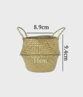 Handgeweven Zeegras Mand met Handvatten - Decoratieve Opbergmand & Plantenpot