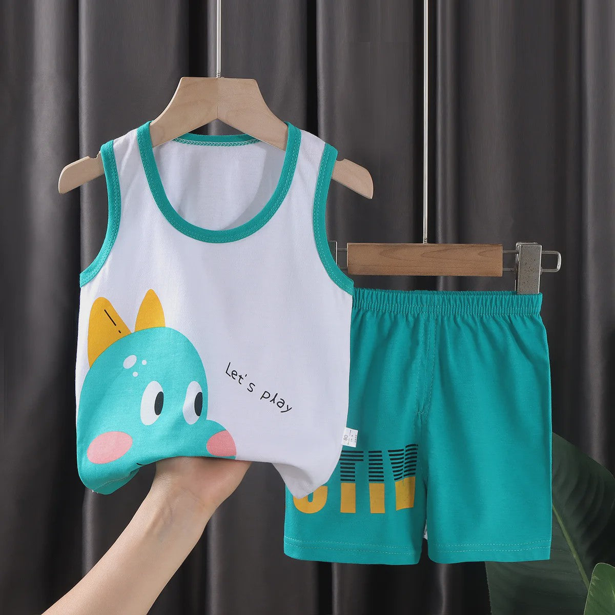 Zomer Set Kinderen: Katoenen Mouwloos Vest & Shorts met Leuke Prints