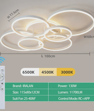 Moderne LED Plafondlamp Chandelier - Dimbare Ring Lamp voor Woonkamer & Slaapkamer