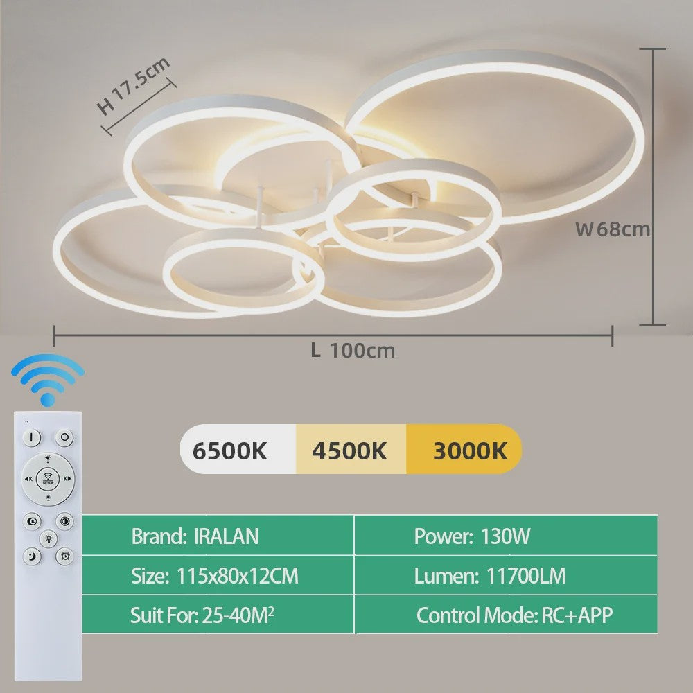 Moderne LED Plafondlamp Chandelier - Dimbare Ring Lamp voor Woonkamer & Slaapkamer