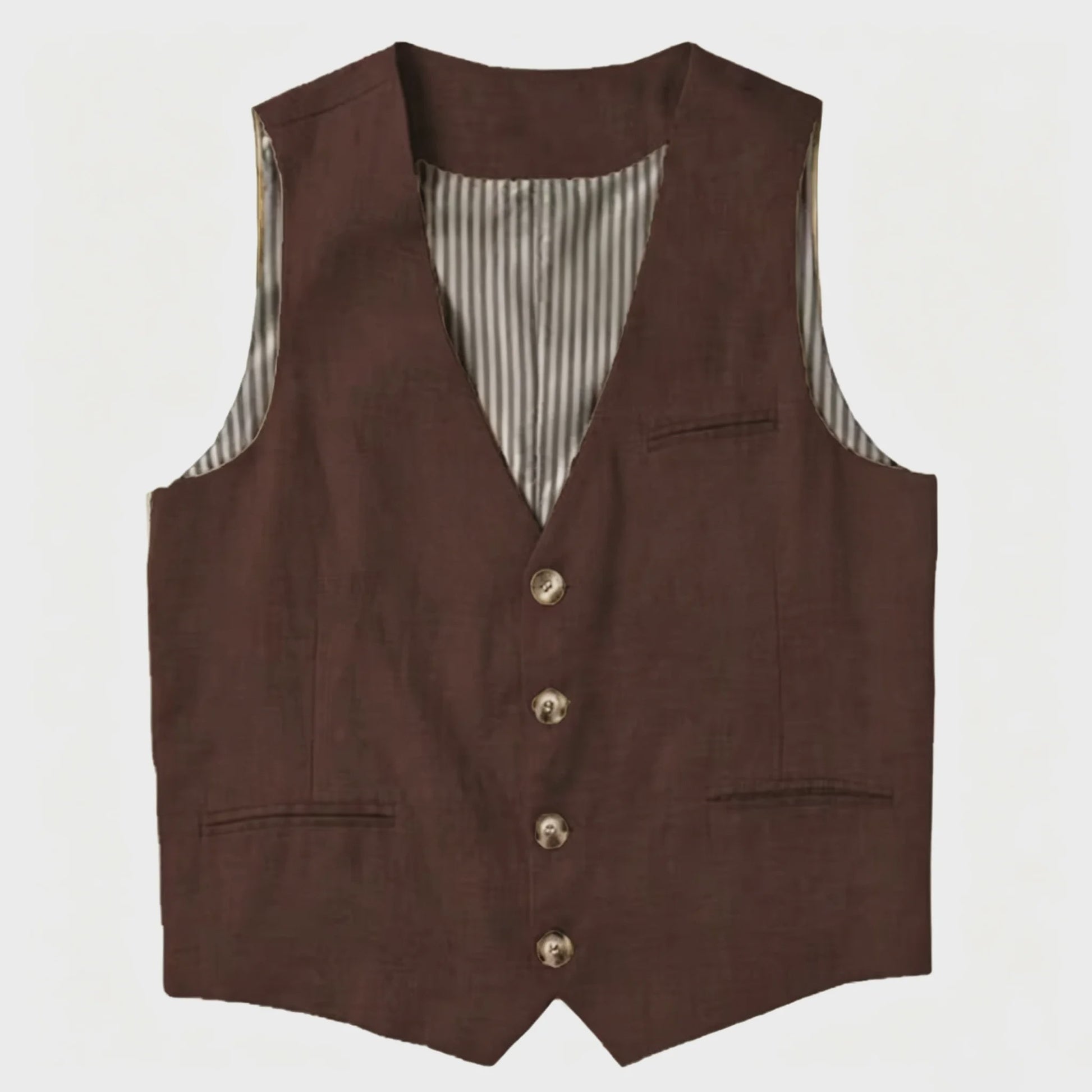 Linnen Heren Gilet - Zomer Waistcoat V-hals Single Breasted Lichtgewicht