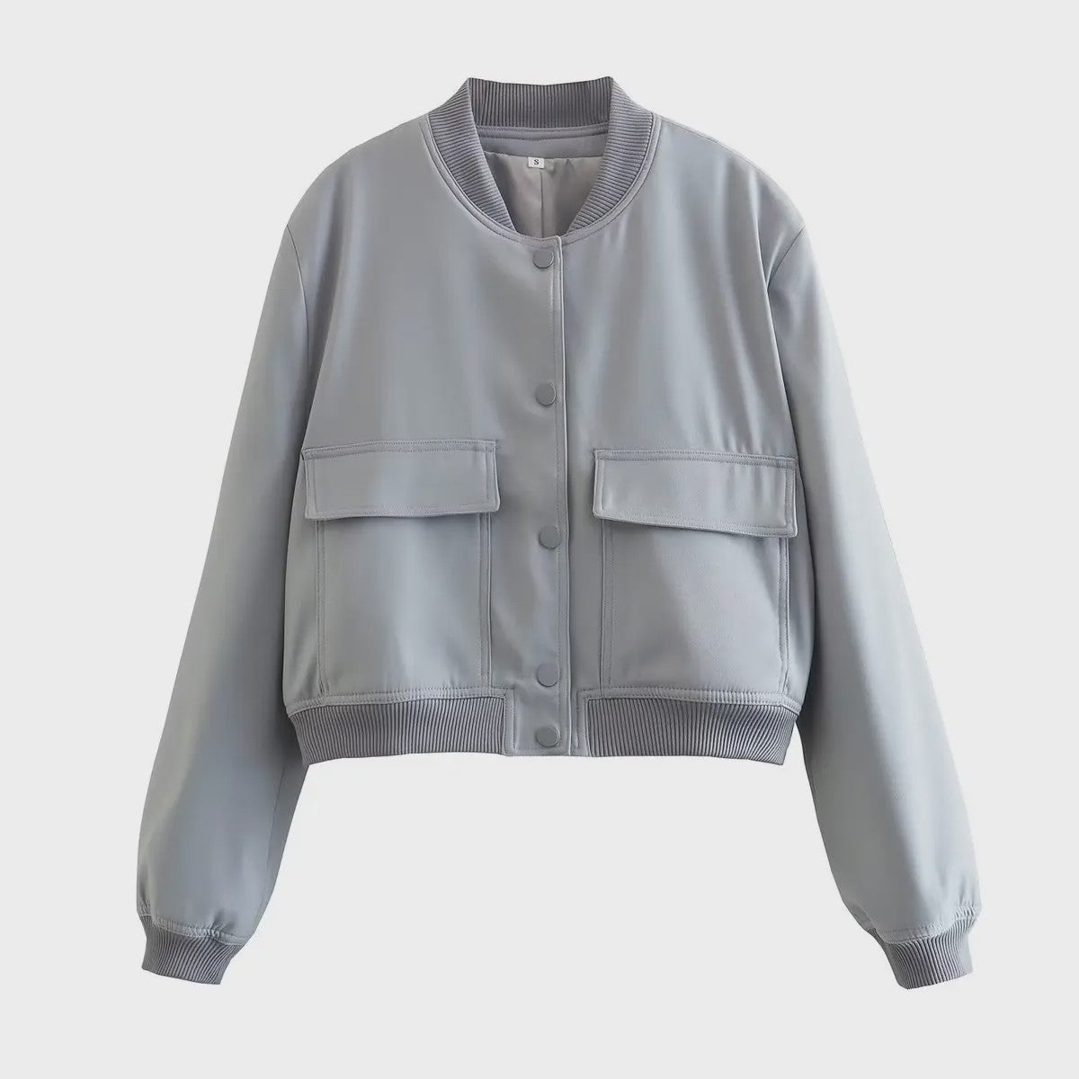 Dames Bomberjack met V-hals, Lange Mouwen en Zakken - Stijlvolle Casual Outfits