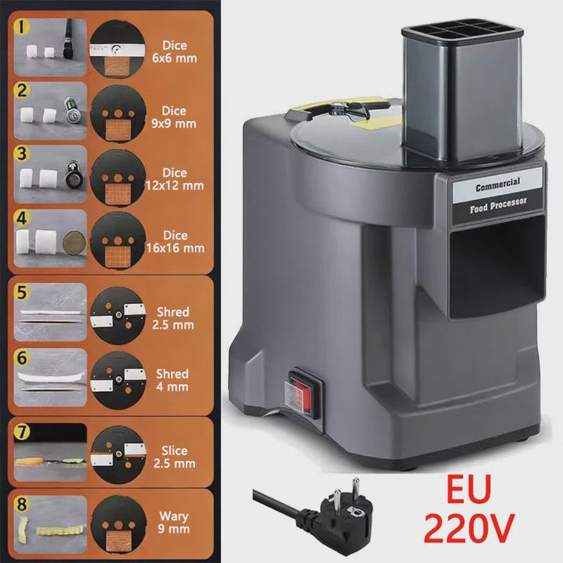 Professionele Elektrische Groentesnijder 3-in-1: Snijden, Raspen & Blokjes