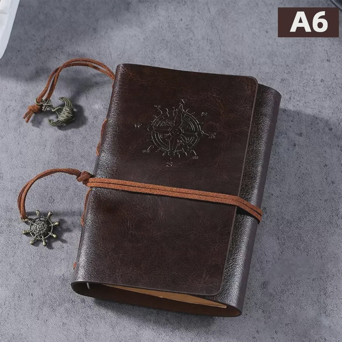 Retro Reisdagboek Leer Zacht Kaft 13x9cm met Vervangbaar Kraft Papier