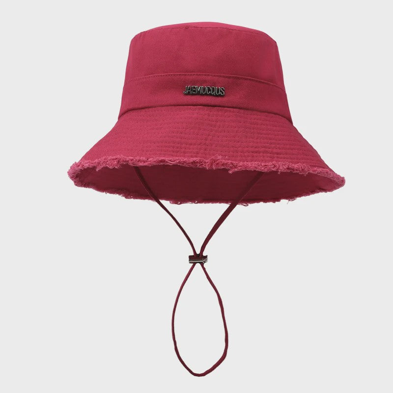 Zomerse Denim Fisherman Hat met Grote Rand en Koord - UV Bescherming voor Dames & Heren