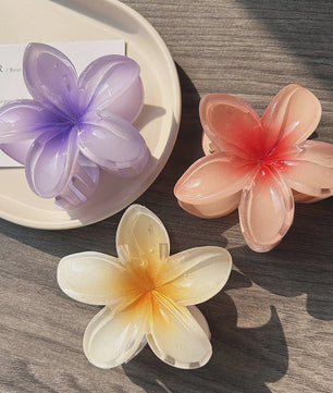 3x Grote Boho Bloemen Haarclips Acryl - Gradient Kleuren & Hawaii Stijl Haaraccessoires voor Dames