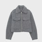 Chique Grijze Dames Jas met Rits en Zakken - Vintage Stijl
